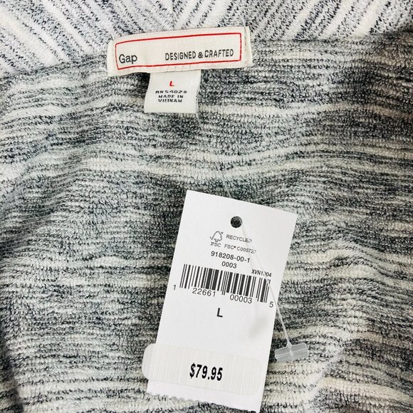 GAP Gray Striped Terry Moto Jacket NWT Sz L - Picture 7 of 9